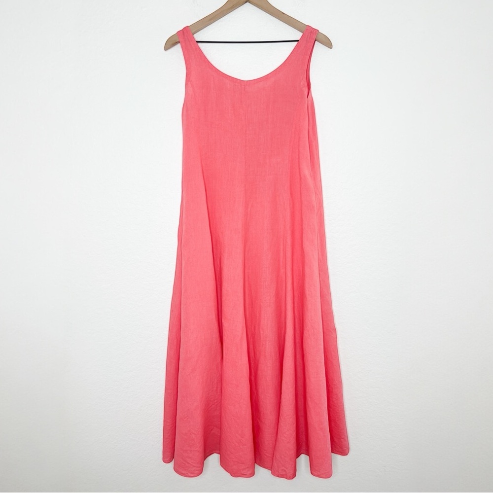Eileen Fisher Coral Sleeveless A-Line Linen Dress - Picture 5 of 9